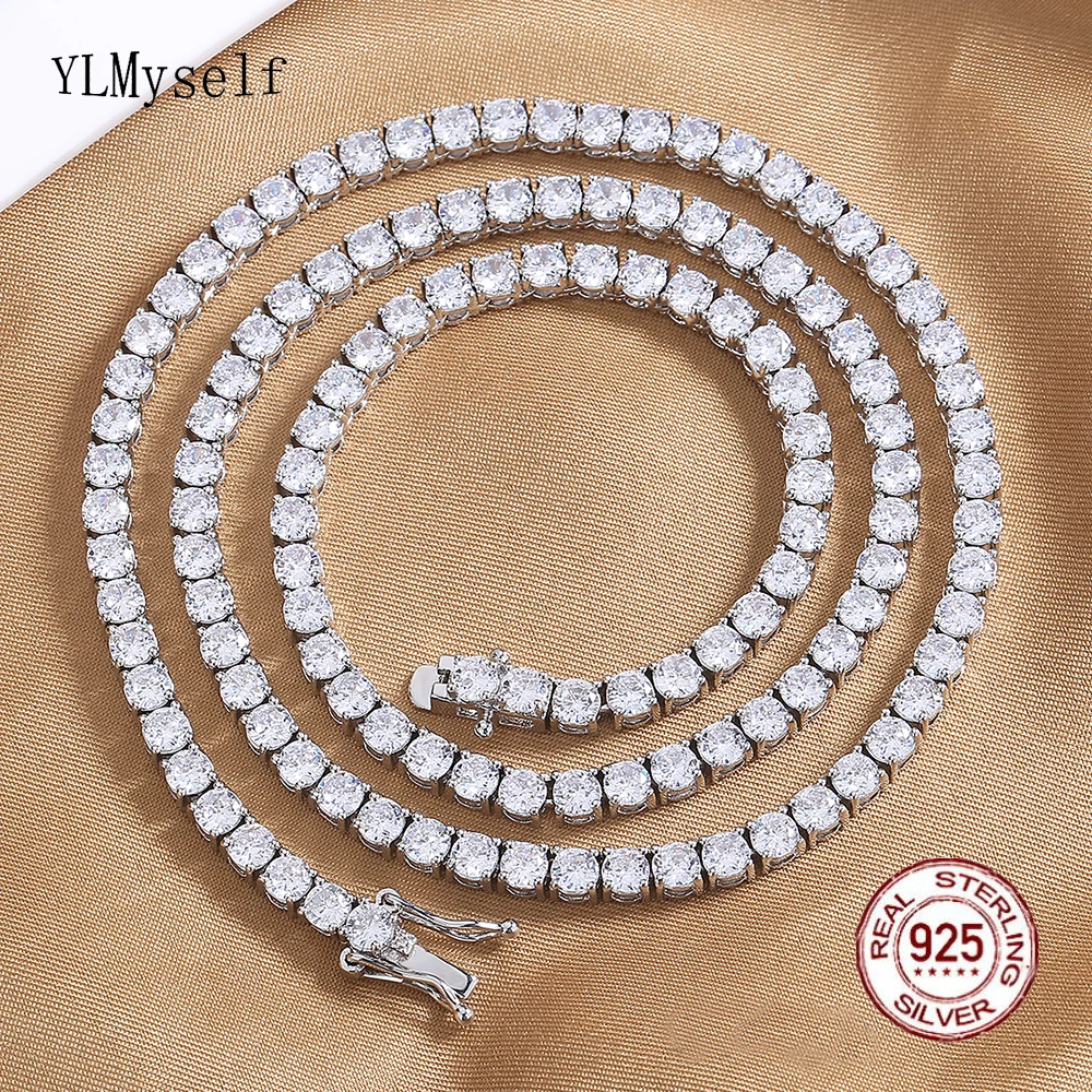 アクセサリー Luxury Tennis Necklace 5mm/Silver Tennis Necklace for Women and Men 4/ 5mm 1 Row Prong-Setting