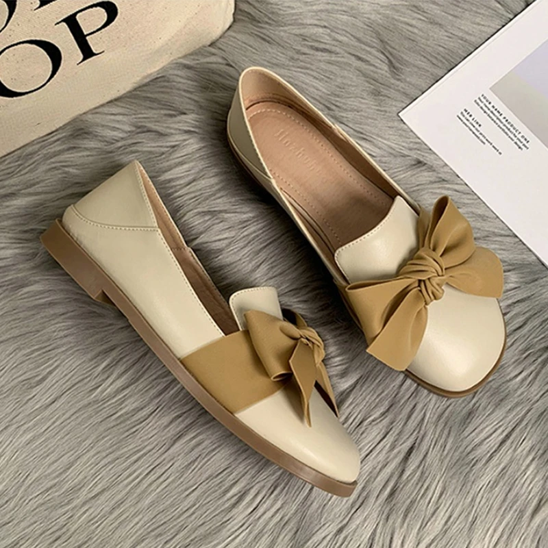 2023 New Woman Flat Sole Single Shoes British Style Fashion Microfiber Leather Shoes Women's Shoes Causal Loafers Spring Autumn