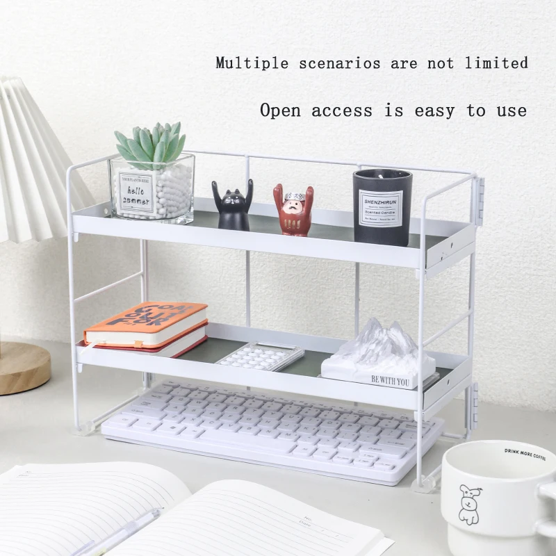 Integrated folding rack Desktop organizer Sundries organizer two storage trays Stackable shelving office location shelving