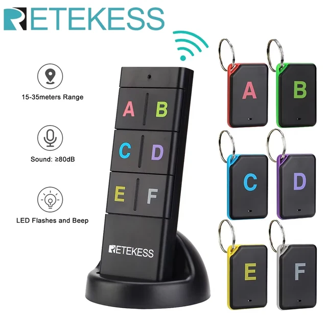 RETEKESS TH104 Wireless Key Finder RF Key Locator Pet Tracker Wallet Tracker Remote Control 1 RF Transmitter 6 Receiver 1