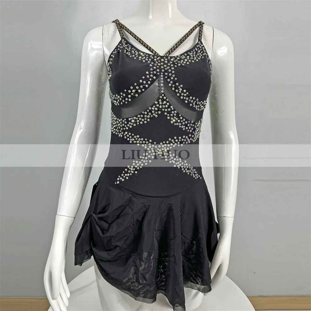 

LIUHUO Ice Dance Figure Skating Dress Women Adult Princess Teen Girl Customize Costume Performance Competition Sleeveless Black