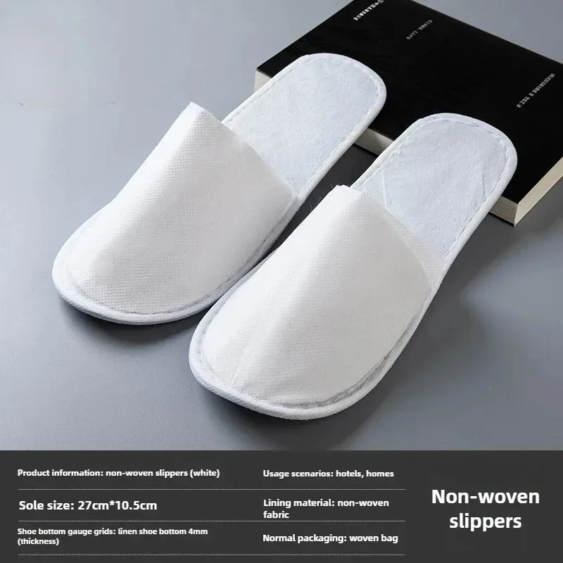 Disposable Slippers 5/10/20pairs Closed Toe Disposable Plush Non Slip Bathroom Slippers Suitable For Families Hotels SPA Travel