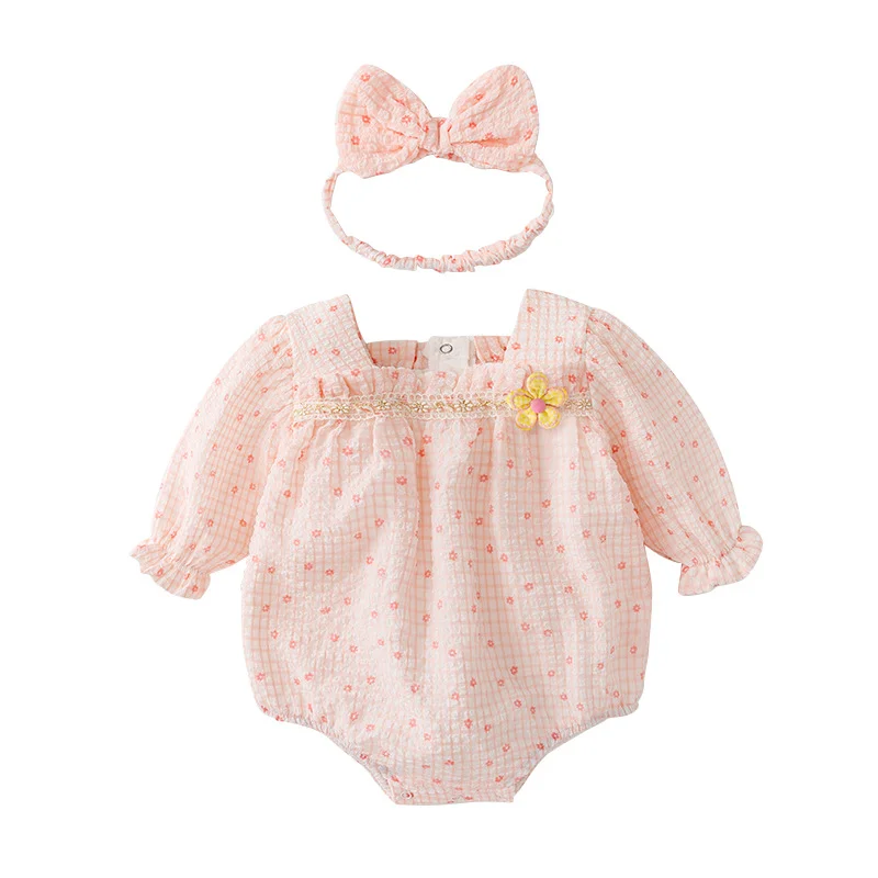 

Baby Girls Romper Dress Set Jumpsuits Clothes Shorts Headband