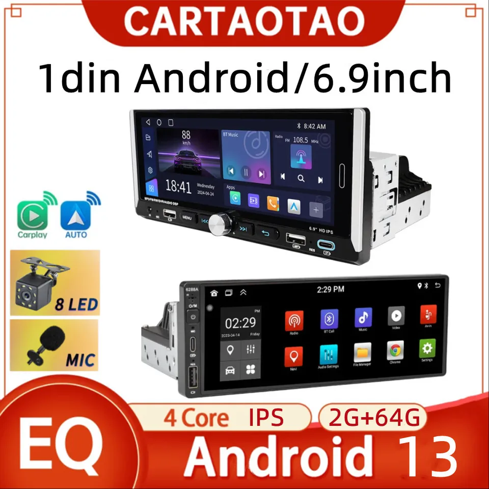 Autoradio 1 Din Con Carplay E Android Auto Wireless – Schermo Touch HD 9”, Radio FM, Bluetooth, Telecamera Retromarcia Inclusa