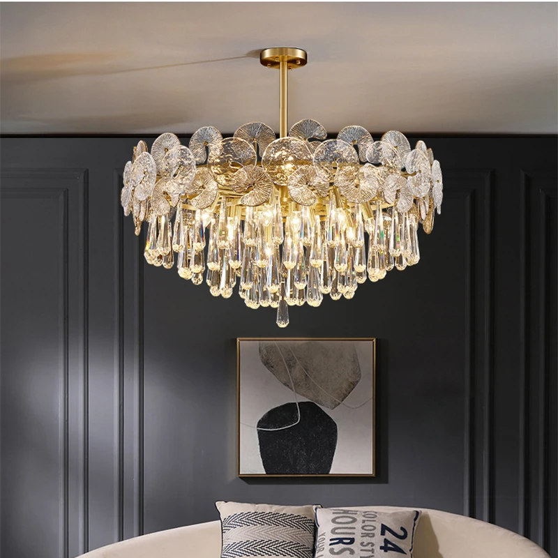 

Nordic Luxury LED Crystal Ceiling Chandeliers For Living Room Restaurant Bedroom Kitchen Loft Home Indoor Lustre Suspension Lamp