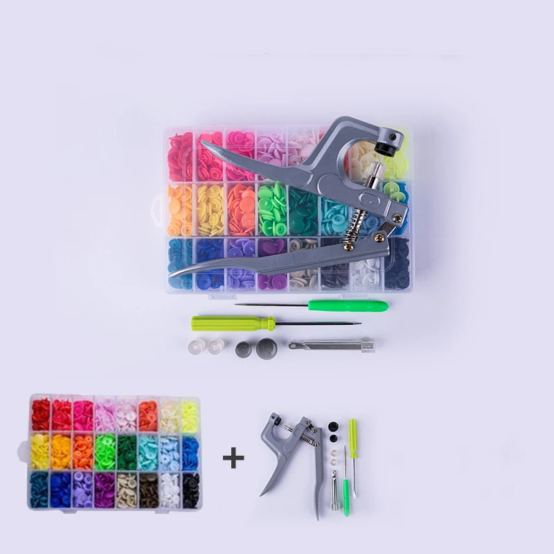U Shape Fastener Snap Pliers KAM Button + 150 set T5 Plastic Resin Snap Button Press Stud Cloth Press Machine Sewing Tool snap button sewing tool