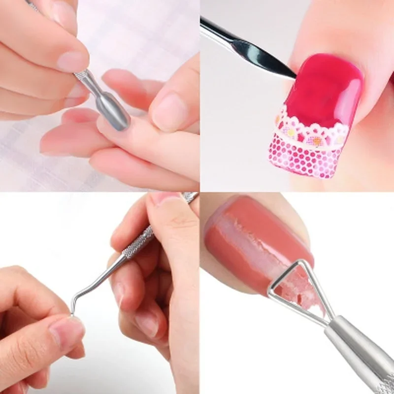 Professional Nail Art Care Tools Rainbow Cuticle Remover Dead Skin Nipper Tweezer Pusher Clipper Scissor  File  Kit 3