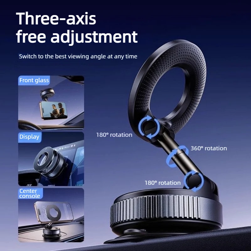 Ultra-Stable Magnetic Car Phone Mount with 360° Rotation - Sleek Minimalist Dashboard Stand