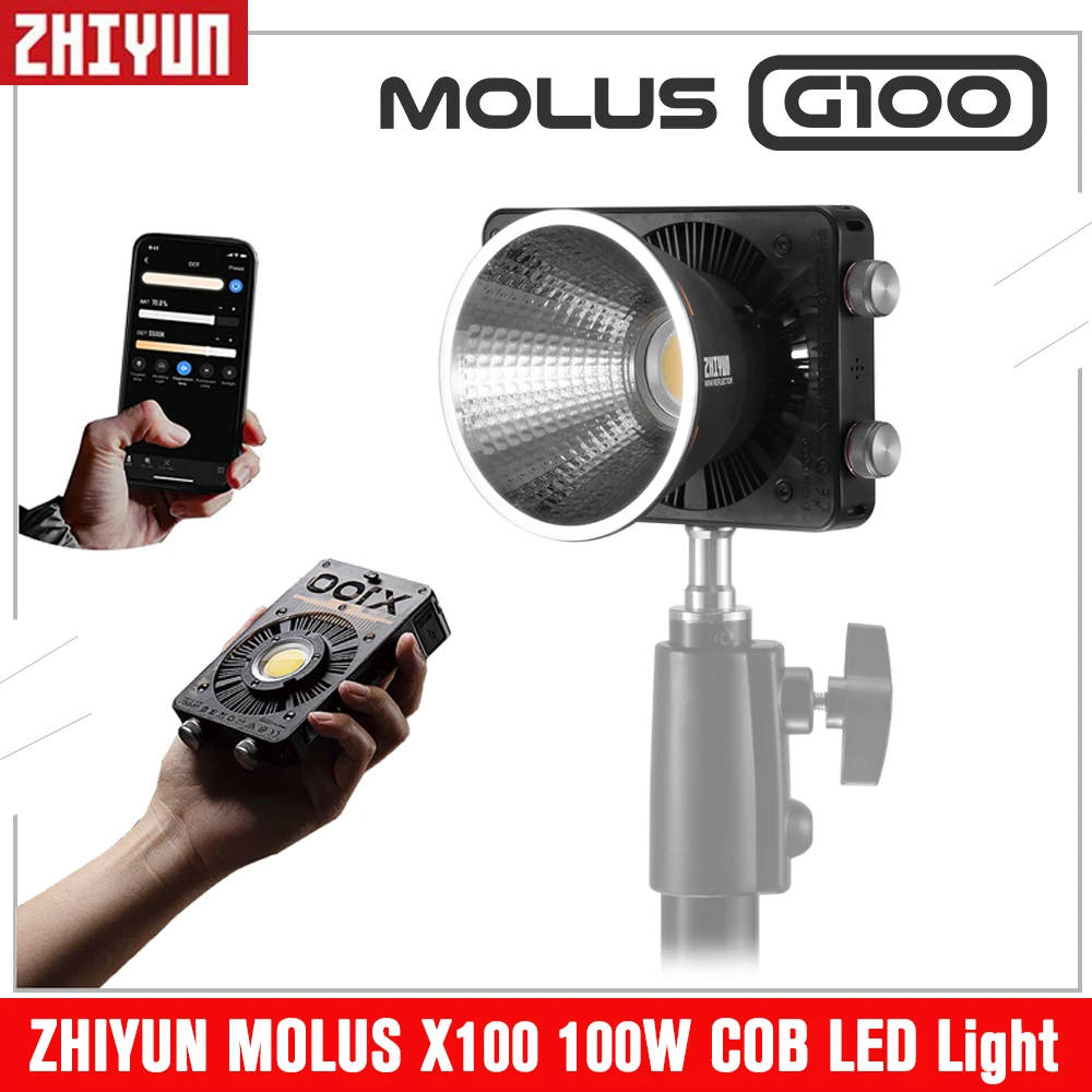 Zhiyun Molus X100 100W Cob Led Light Video Photo Shooting Light Photography Lighting 2700-6500K Outdoor Portable Pocket Light