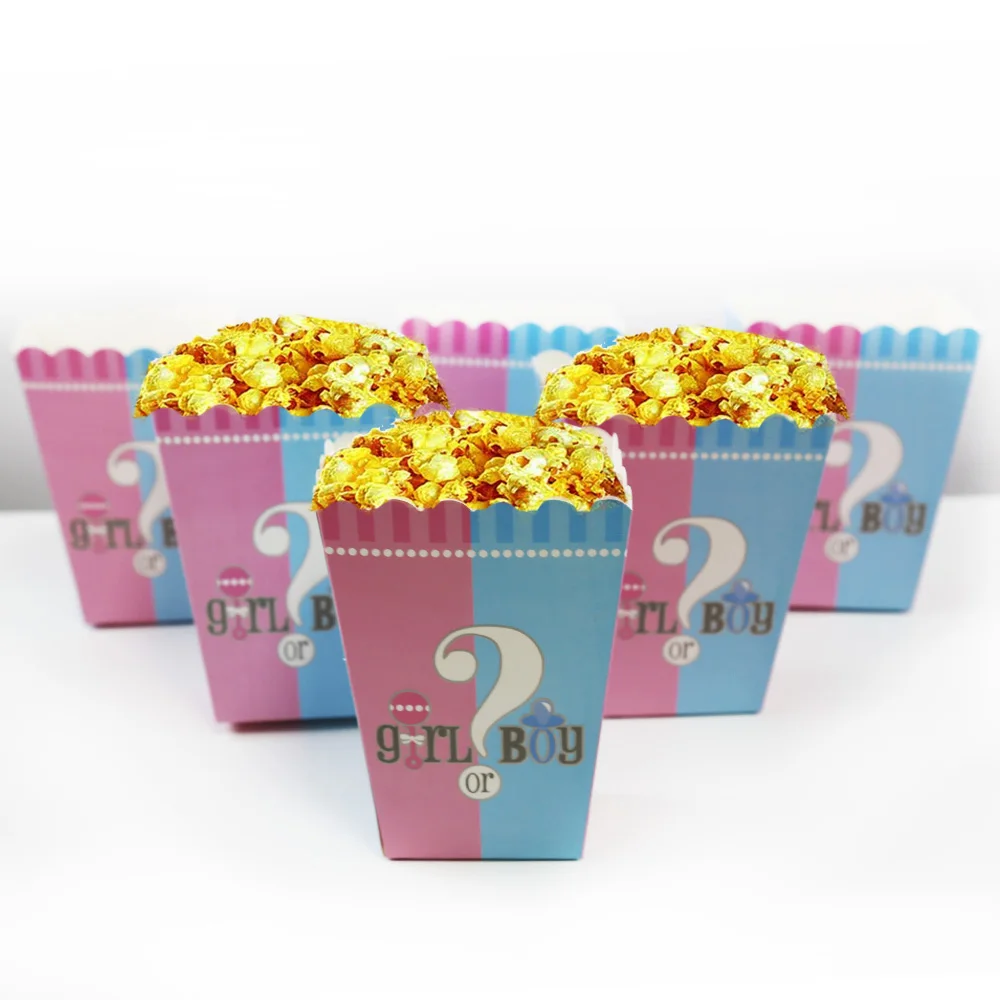 

Boy or Girl Popcorn Boxes Gender Reveal Party Decorations For Guest Treat Box Baby Shower Supplies Children Birthday Party Decor