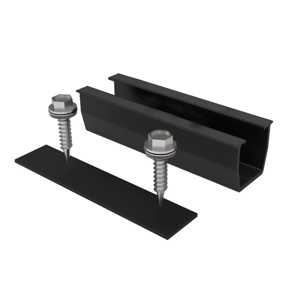 Morsetto Staffa Modulo Solare Regolabile Sistema Di Montaggio Solare Binario Di Montaggio Fotovoltaico Supporto Fotovoltaico Nero 12Cm