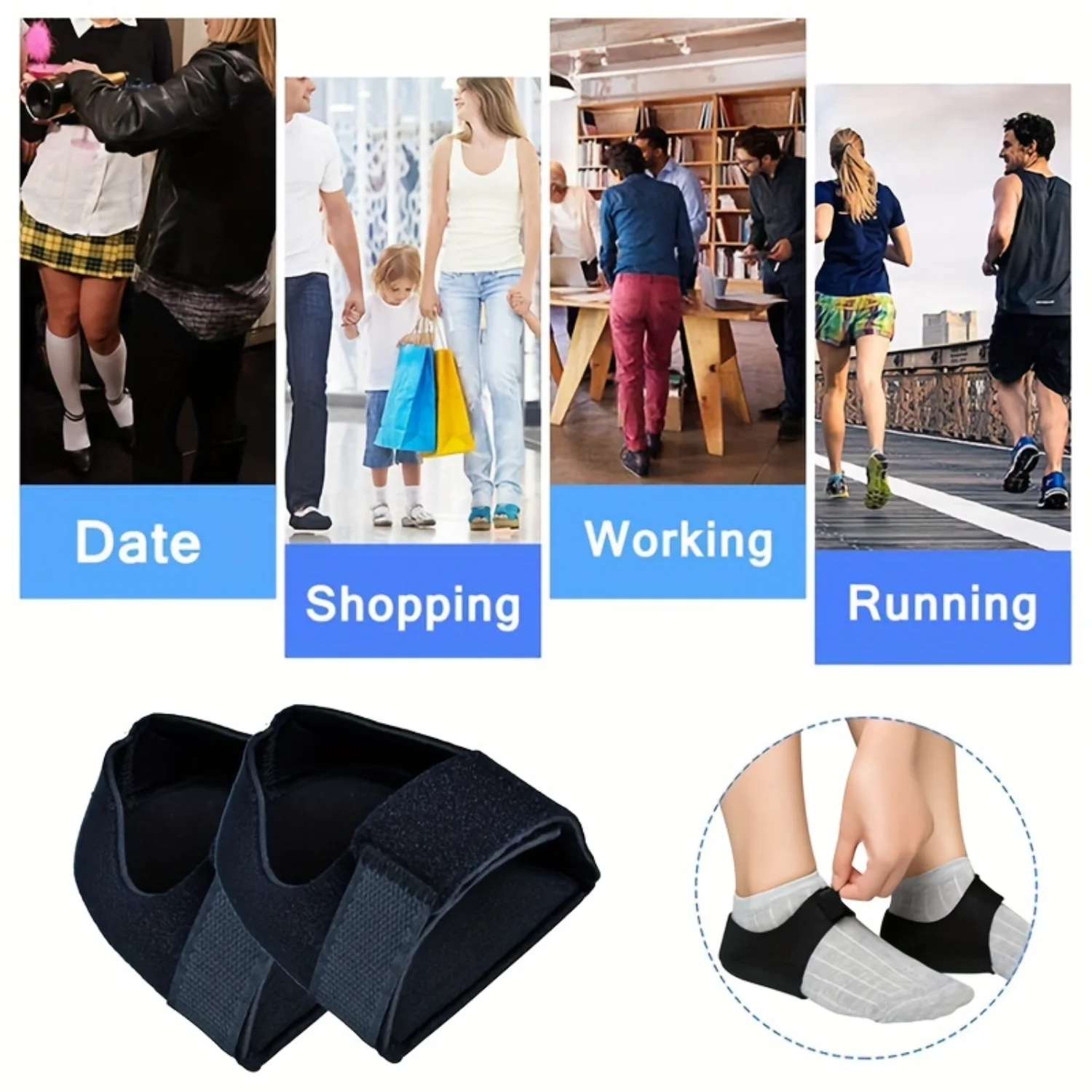 4-Pack Heel Protectors with Gel Pad for Comfort and Shock Absorption-Universal Fit Support Pads for Men and Women, Fits Most F