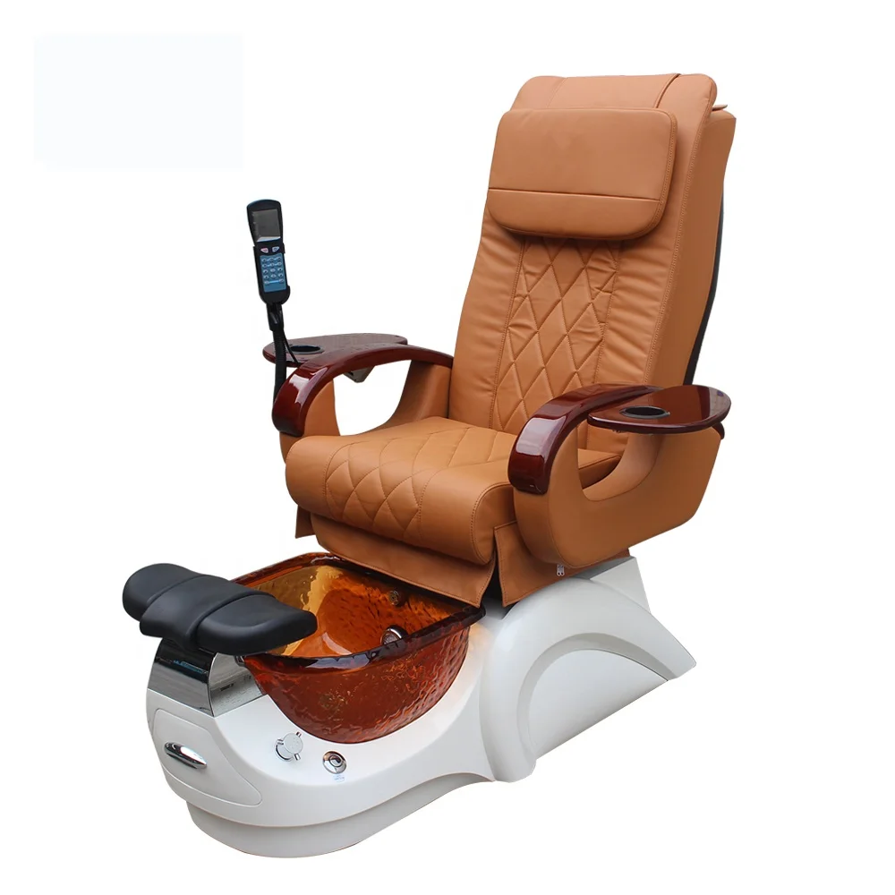 Modern Luxury Colorful Glass Bowl PU Leather Confortable Human Touch Massage Manicure Pedicure Chair