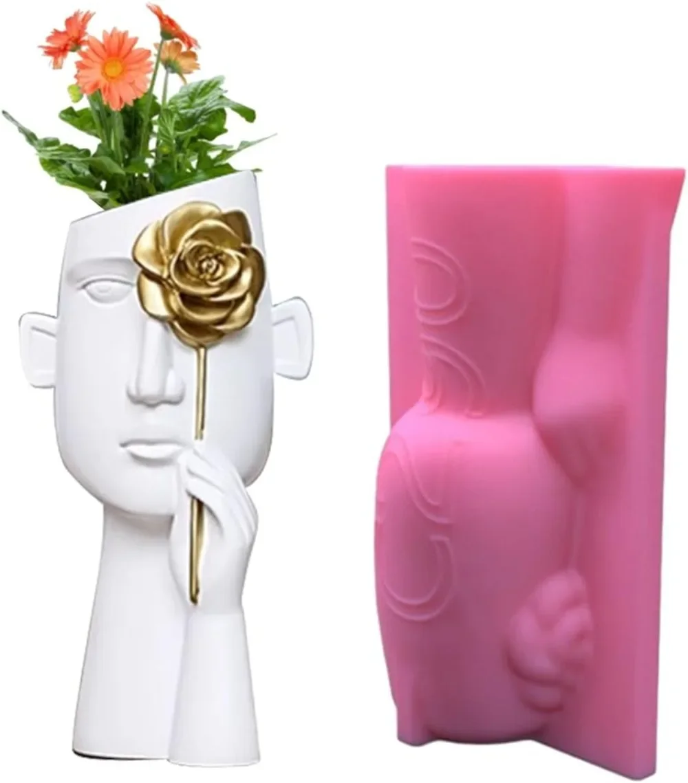

3D ваза в форме человеческого лица, силиконовая форма, «сделай сам», ручная работа, цветочный горшок, глина, цементный пластырь, искусственный Декор для дома