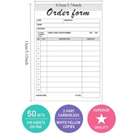 1/5 PCS Thank You Receipt Books  with Cardboard, 2-Part Small Business Carbon-Free Sales Invoice Book 3.7x5.1 Inches(set of 50) 2