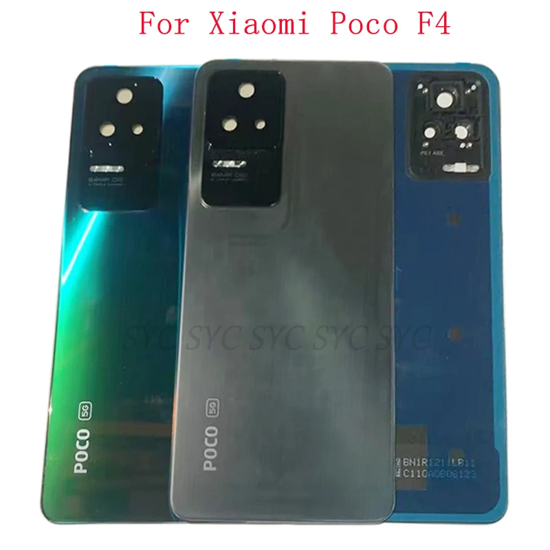 

Оригинальная крышка батарейного отсека, задняя крышка корпуса для Xiaomi Poco F4, задняя крышка с рамкой для камеры, запчасти для ремонта объектива с логотипом