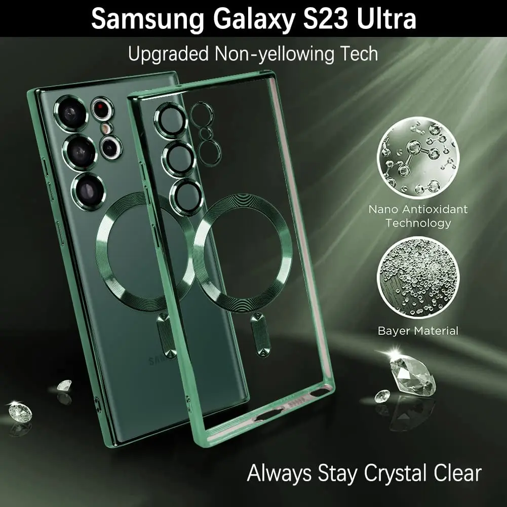 Magsafe Fall für Samsung Galaxy S23 Ultra S23 + 5G Weiche Telefon Fall  Magnetische Drahtlose Lade Kamera Schutz Objektiv volle Abdeckung -  AliExpress