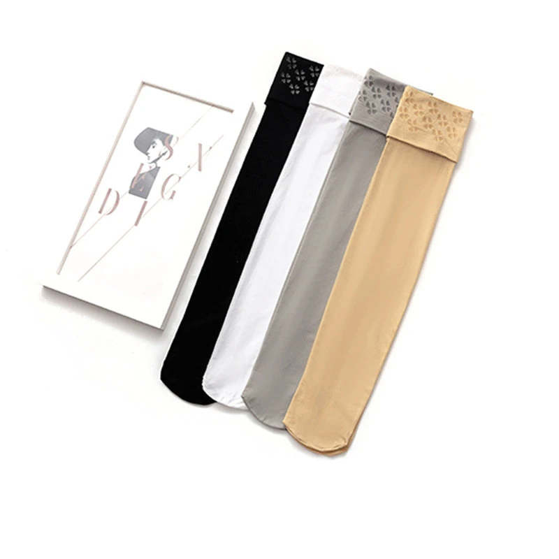 

2023 New Women's Socks Summer Solid Color Fashion Thin Knee Socks Silicone Anti-Slip Shaped Breathable Women's Thigh-High Socks