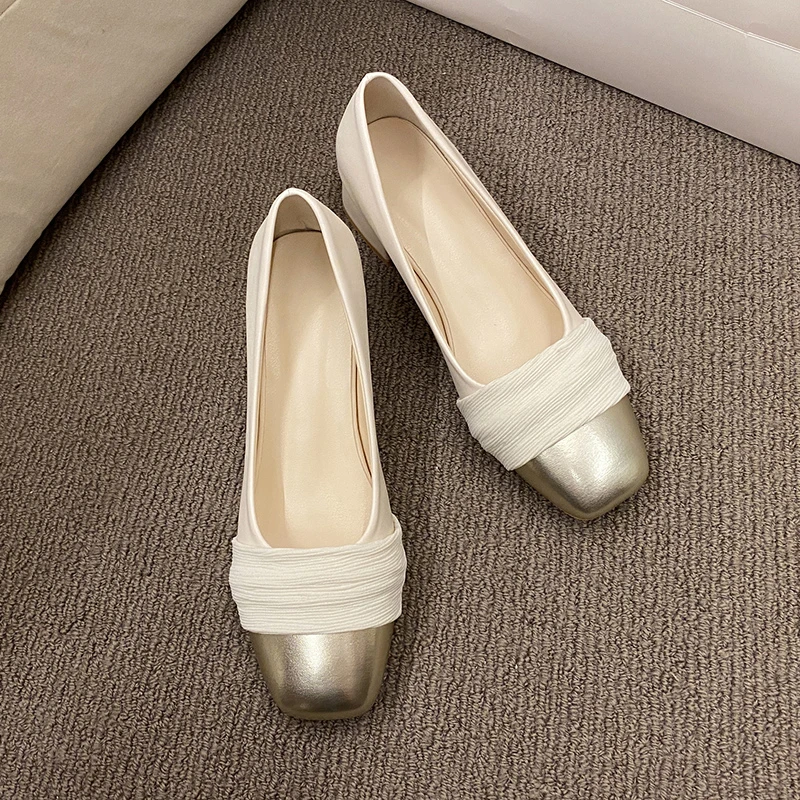 

Новинка 2024, модные женские туфли на весну и осень, повседневные женские туфли на плоской подошве, женские туфли с квадратным носком, без застежки