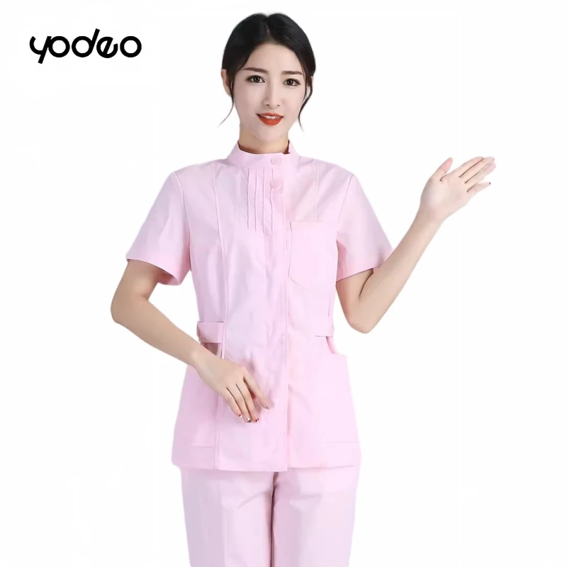 Quick-dry sport medical set high temperature resistance stretcg and comfortable top and pant doctor nurse outfit scrubs uniform