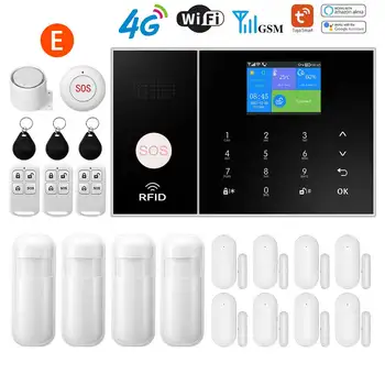 Tuya Wifi 4G Gsm Security Alarm System 433MHZ Works With Alexa Home Burglar Motion Detector Smoke Door Window Sensor IP Camera