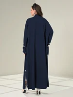 Abaya-Kimono musulman avec biscuits pour femmes, abaya musulmane de luxe, travail à la main, ouvert, Dubaï, perlé, cardigan noir, Ramadan islamique 3