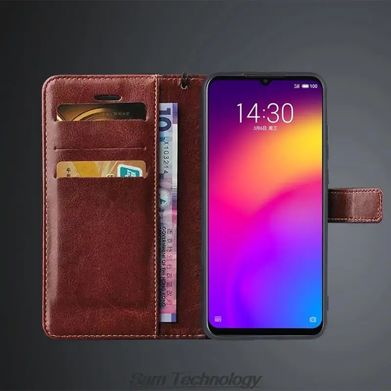 Meizu Note 9 용 카드 홀더 가죽 케이스, 6.2 인치 PU 가죽 플립 커버, 레트로 지갑 전화 케이스, Meizu Note9 비즈니스 Fundas Coque
