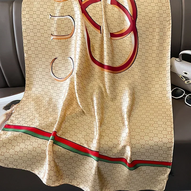 2024Women's Luxury Brand Popular Scarf Dot Extended Shawl Silk Square Scarf Fashion Decorative Headscarf Shawl Hijab Scarf Hijab