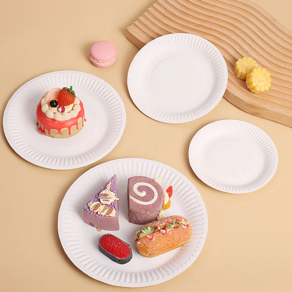 Set Disposable Paper Plate White DIY Birthday Party Decoration Dining Plate Nordic Minimalist Tableware Set
