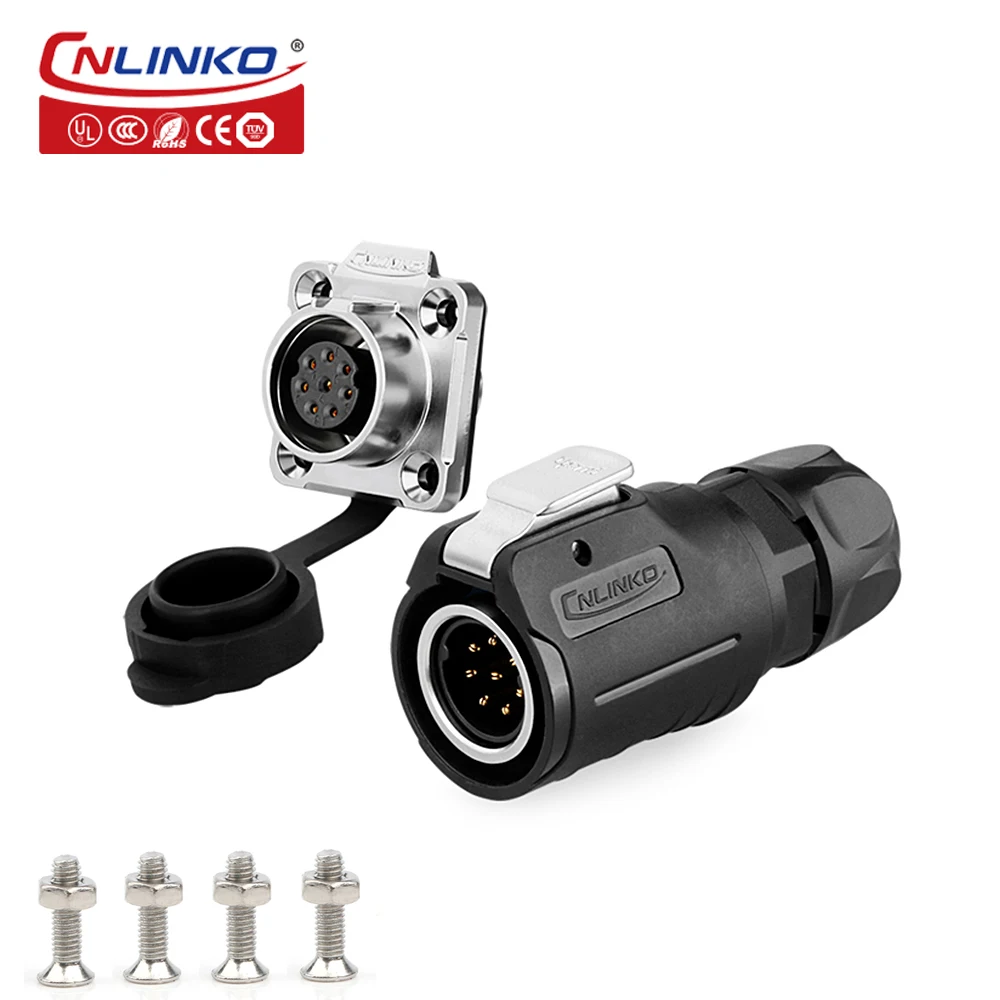 CNLINKO LP-12 IP68 Industrial Waterproof Connector Quick Plug Circular Connector PBT Plastic Shell Aviation Connector M16 2-8 Pin Male Plug And Female Plug (3 PIN