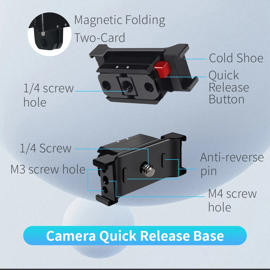Aluminum Quick Release Mount L Bracket Cold Shoe Magnetic Adapter for X4 X3 X5