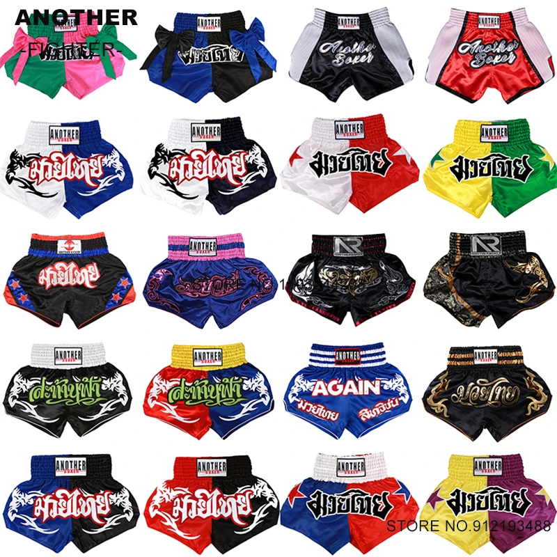 Muay Thai Shorts Classic MMA Boxing Shorts Men Women Kids Satin Fighter Training Clothing Gym Grappling Kickboxing Fight Pants