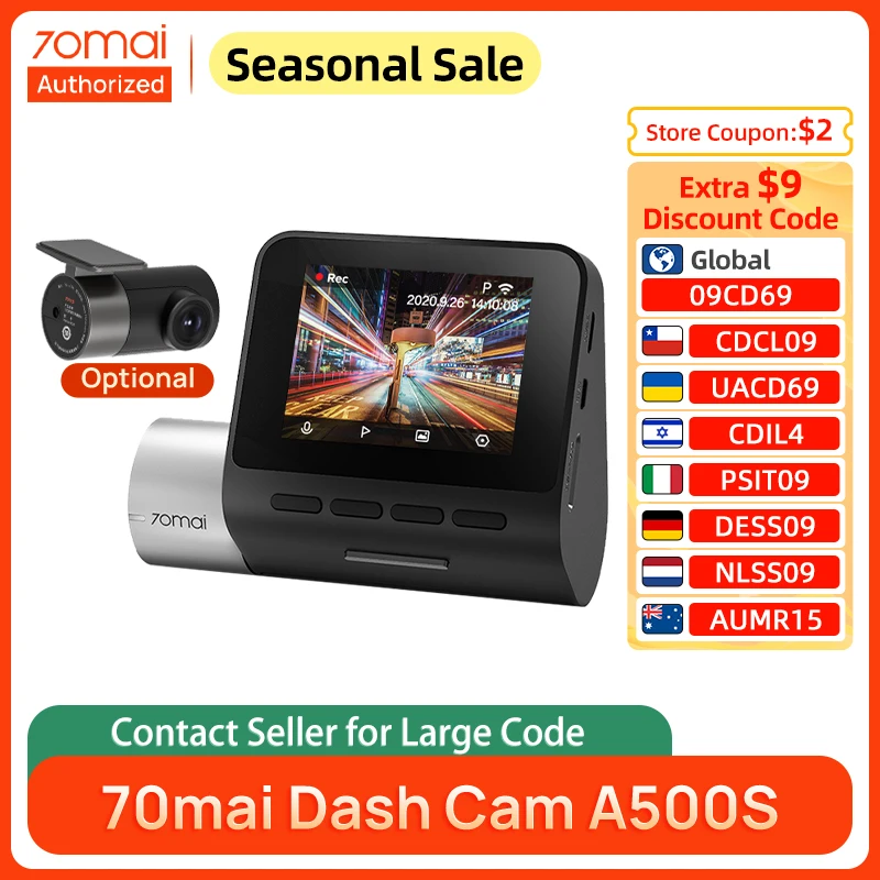 70mai A500S Dash Cam Pro Plus+ 1944P 140FOV 70mai Car DVR Support