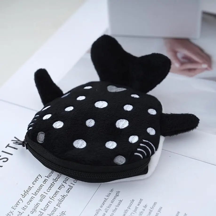 Cute Blue Whales Coin Purse Plush Zipper Coin Wallet Little Shark Shape Women's Wallet Change Purse Key Earphone Pouch Sanitary