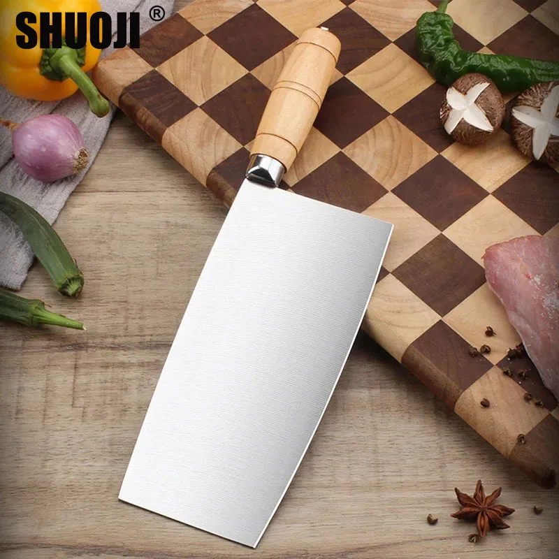 

SHUOJI 4Cr1 3mov кухонный нож из нержавеющей стали, нож с деревянной ручкой, китайская кухня, мясницкий нож, нарезка веса, мясницкий нож