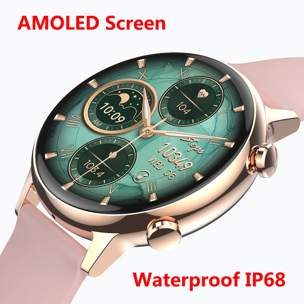 

Smart Watch Women 2023 Small With Whatsapp IP68 Waterproof AMOLED 360*360 HD Screen Blood Pressure Android Ladies NFC Smartwatch