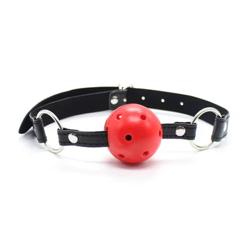 PU Leather Couple Gag Ball BDSM Bondage Restraints Open Mouth Breathable Sex Ball Harness Strap Gag Sex Toy for Women Cosplay 18 3