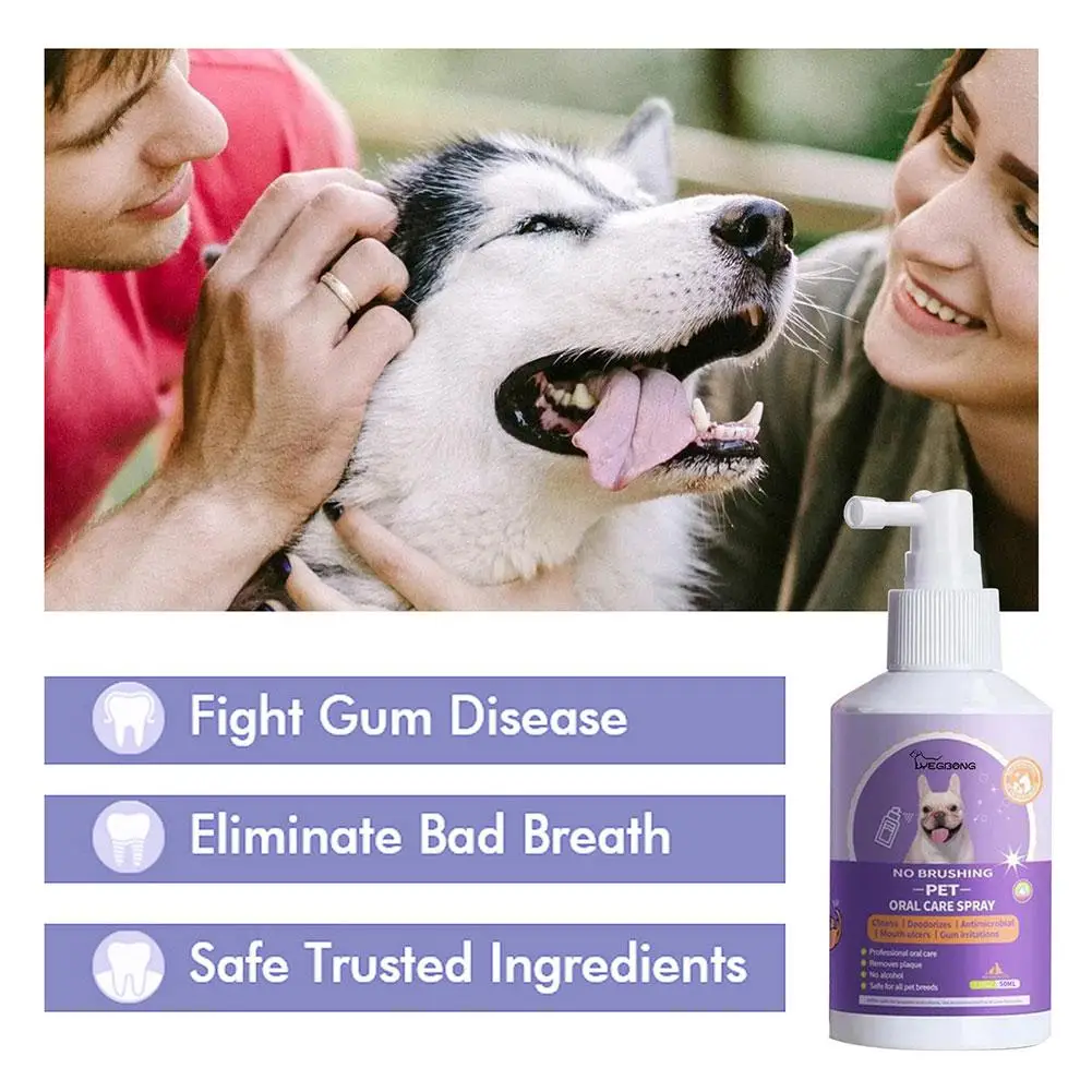 

50ml Pet Oral Cleaning Spray Dogs Cats Mouth Fresh Calculus Supplies Kitten Clean Deodorant Bad Teeth Prevent Pet Remove Br W7X4