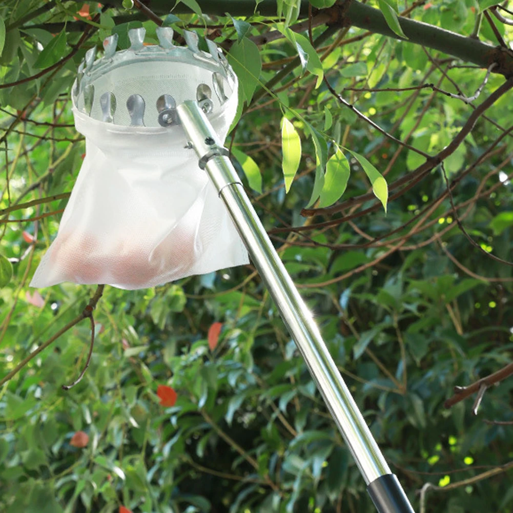 Stainless Steel Splicing Rod Fruit Picker Telescopic Pole High Tree Orchard Picking Tool Fruits Catcher Garden Tool