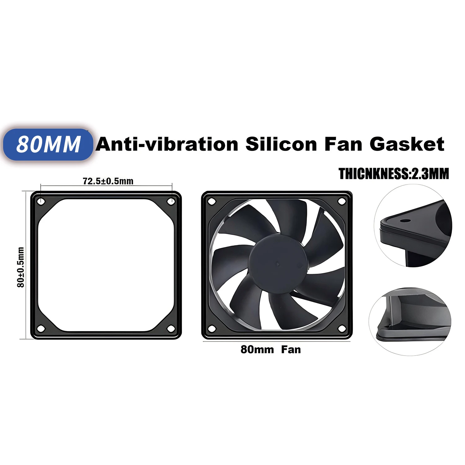 1/2PCS 80mm 92mm 120mm 140mm 방진 실리콘 팬 가스켓 소음 감소 충격 가스켓 패드 PC 컴퓨터 케이스 팬