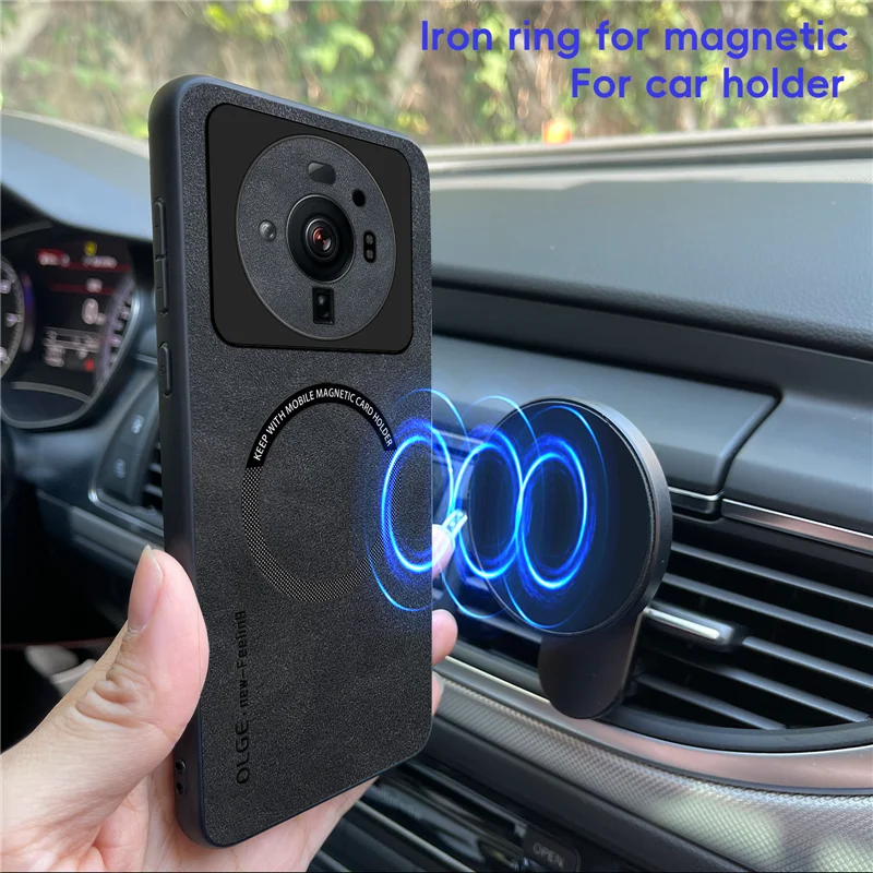 Magnetic Retro Leather Soft Phone Case with Wireless Charging Compatibility