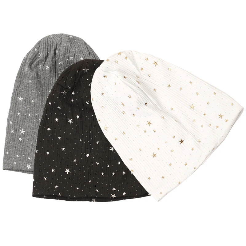 Geebro New Women's Star Stripes Beanies Hat Spring Autumn Fashion Beanie Ladies Knitted Comfortable Skullies Hats Bonnets Cap 4