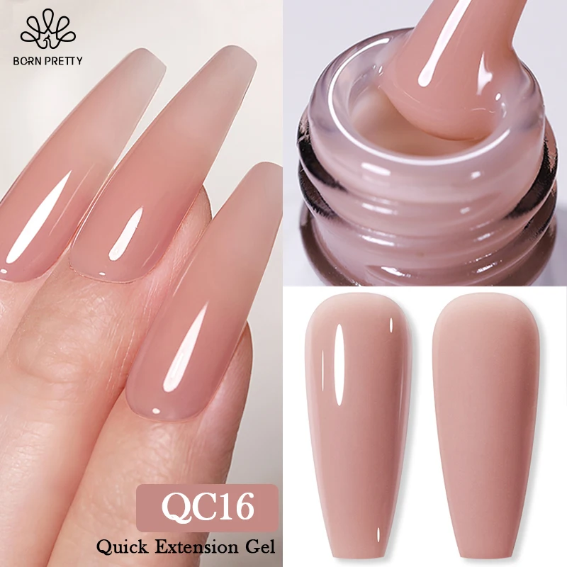 

BORN PRETTY 4-In-1 Quick Extension Hard UV Gel for Manicure Tips Extend Jelly Nude Thick Soak Off Long Lasting UV Gel Varnish