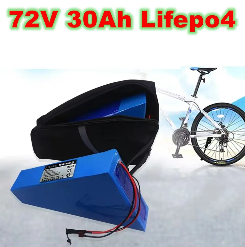 

Customized Triangle 72v 30ah lifepo4 lithium battery with BMS for 72v 1500w 4000w electric bicycle bike scooter+5A charger +bag