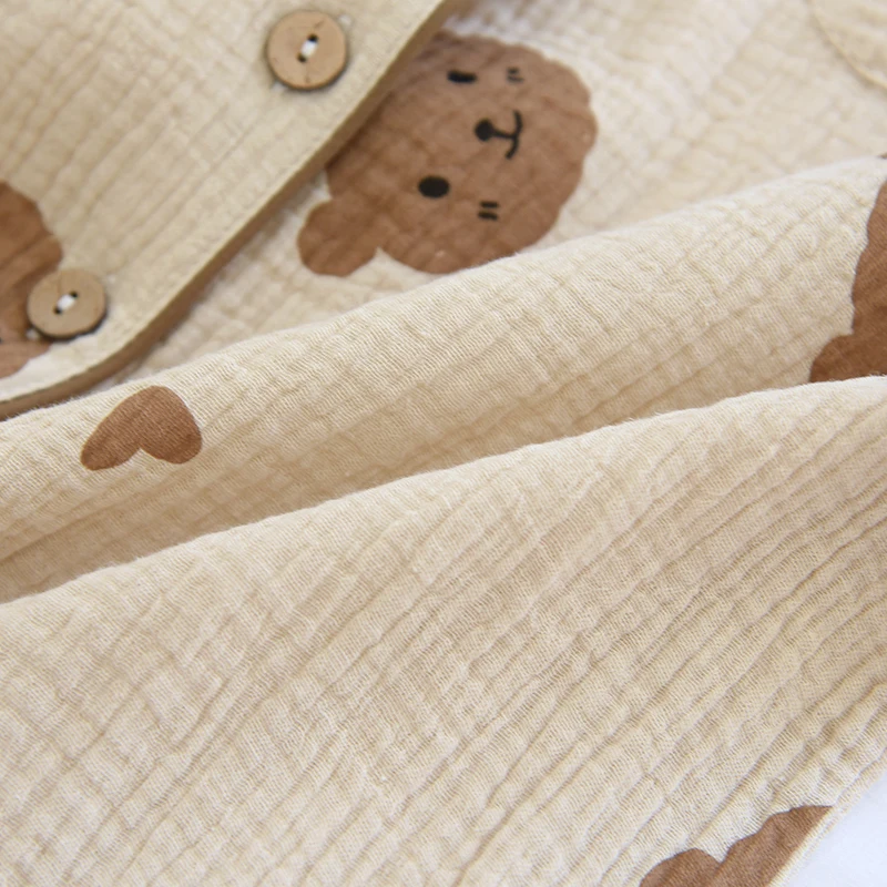 Summer Couple Pure Cotton Bear Love Cute Pajamas Set Sleepwear Female Short-Sleeved Pijama Suit Loungewear Crepe Ladies Pyjama, women pajamas set,women pajama suit,cotton pajamas set