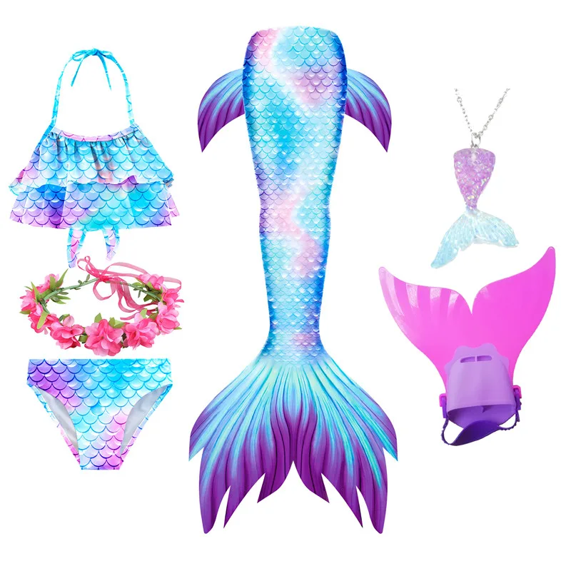 Girls Mermaid Tail Costume Cosplay Swimsuit Halloween Dress set Monofin for Swimming cosplay costume mermaid costume