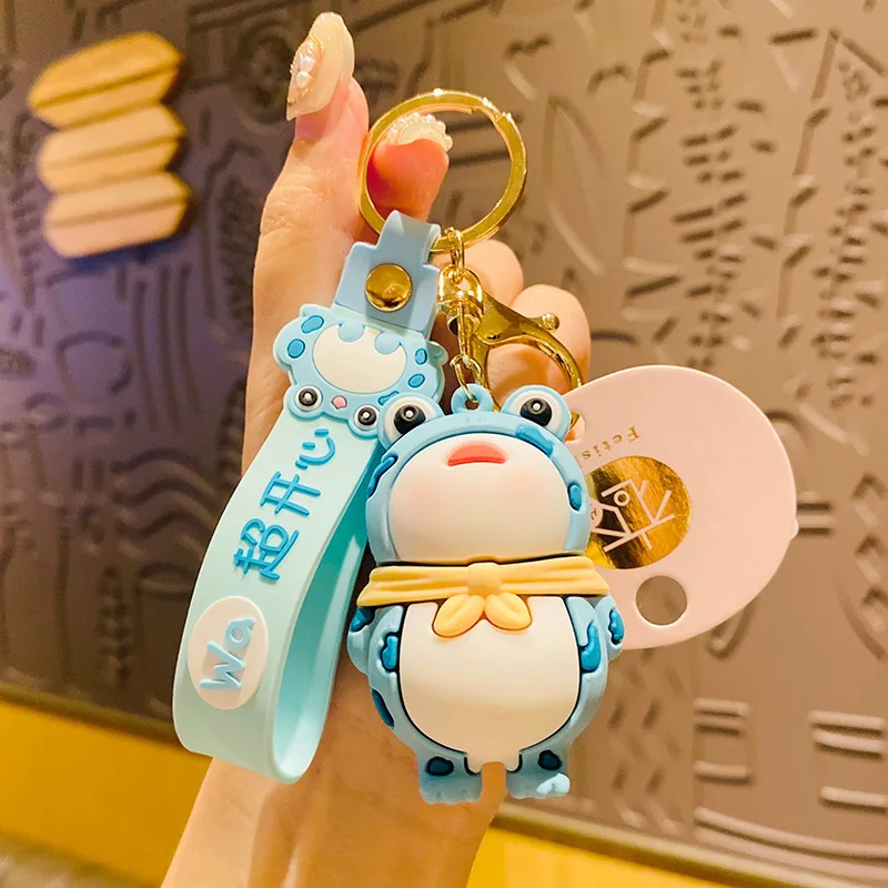 Cute Wow Super Happy Frog Doll Cartoon Portachiavi Borsa Per Studenti Creativi Hanging Sciarpa Frog Animal Lovely Key Chain Car Key Pendant