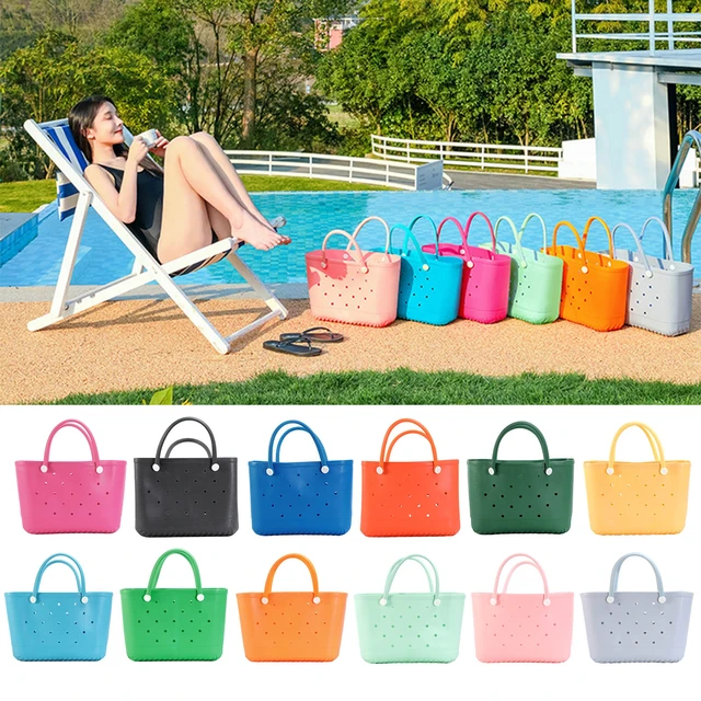 Mini Rubber Summer Beach Bag, Waterproof and Washable Travel Outdoor Tote Bag, Handbag, Swimming Sports Portable Storage Bag,SUN/UV Protection