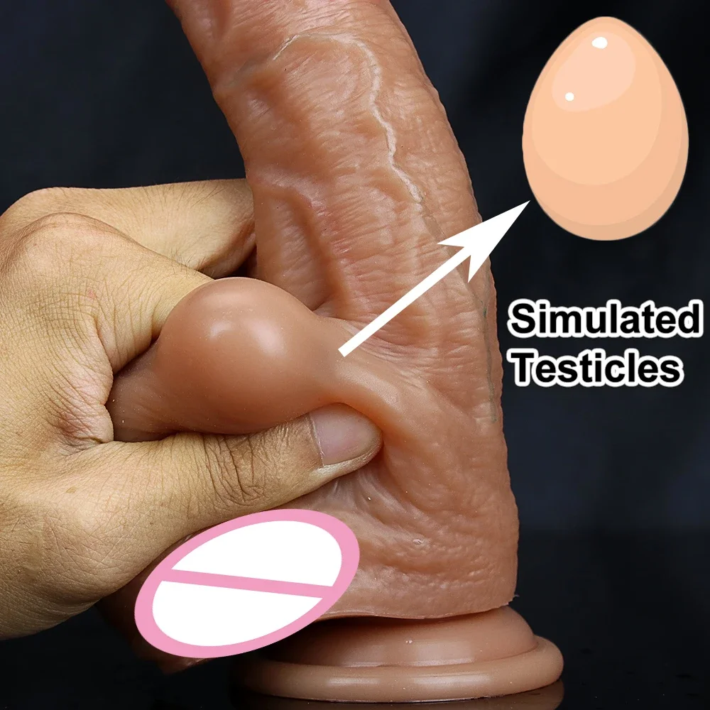 Sex Toys Realistic Soft Sliding Skin Big Dildo Built-in Testicle Small Penis Masturbators Double Cock Women Anal Suction Cup Dick