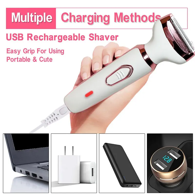 4 in 1 Electric Razor for Women Shaver Lady Shaver Body Hair Trimmer for Armpit Bikini Arm Leg Face Mustache Portable Painless 5